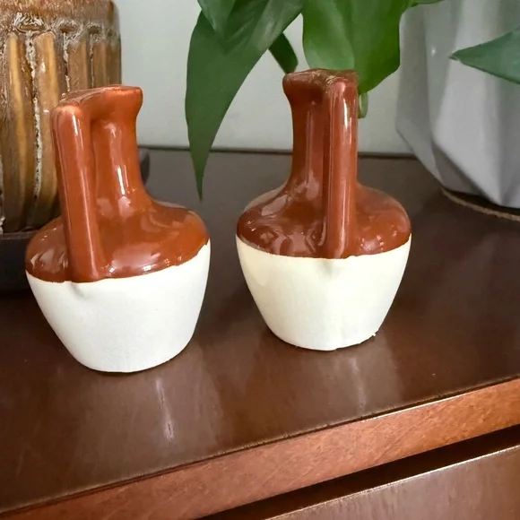 Vintage Miniature Brown & Ivory Ceramic Jugs | Set of 2 | 3.25” H - Picture 6 of 9
